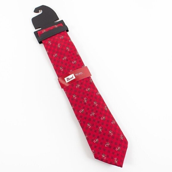Christmas Noel Red Candy Cane Holiday Tie, NEW - Picture 1 of 4